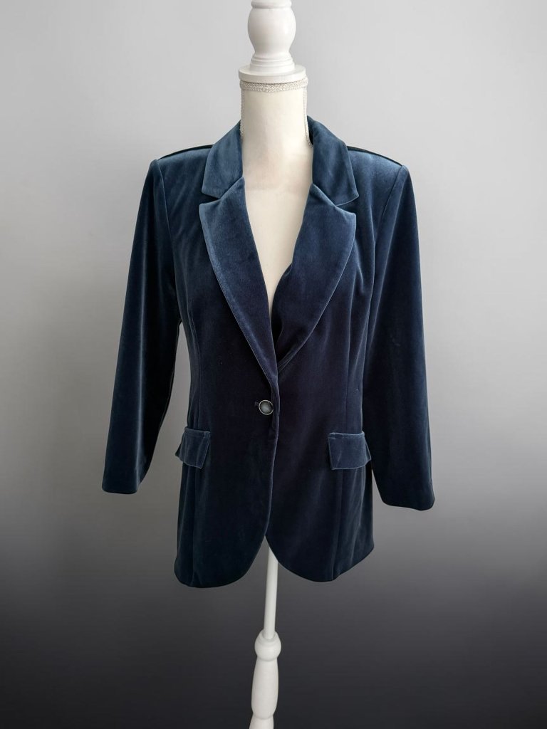 Joseph Ribkoff Blue Velvet Blazer Jacket Size 10
